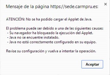 ATENCIÓN: No se ha podido cargar el Applet de Java