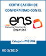 Certificado de Conformidad con el Esquema Nacional de Seguridad. Categoría media. R.D. 3/2010. Consejería de agua, agricultura, ganadería y pesca.